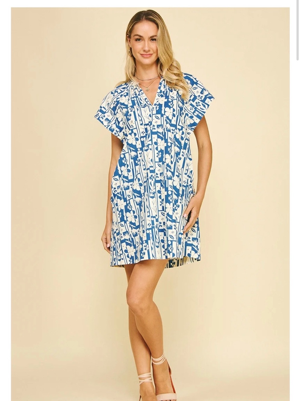 Floral mini tunic dress